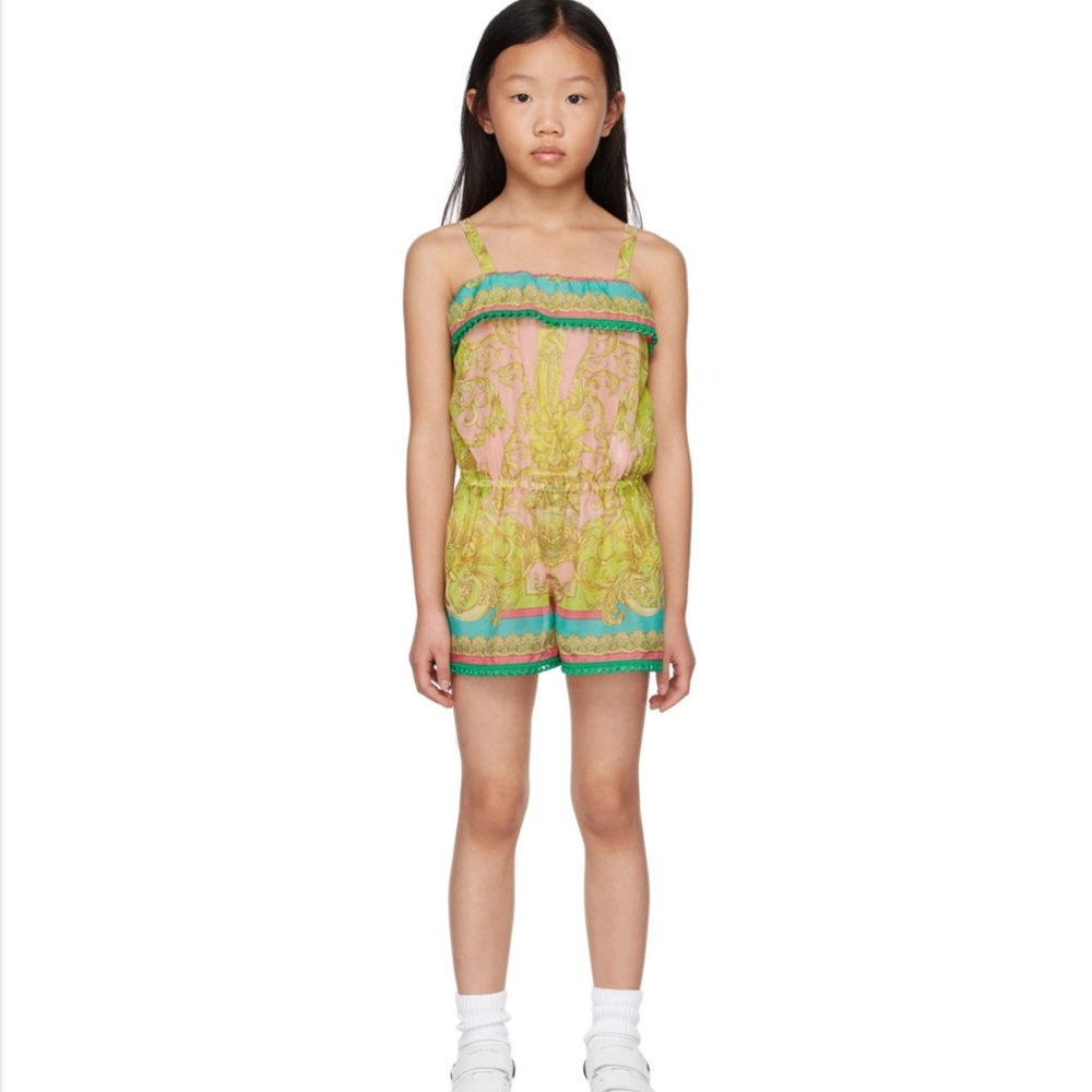 Versace Kids Yellow Barocco Goddess Romper